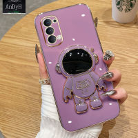 AnDyH 2022 New Design For OPPO Reno 4 4G 5 Pro 6 Pro 5G Case Luxury 3D Stereo Stand Bracket Astronaut Fashion Cute Soft Case