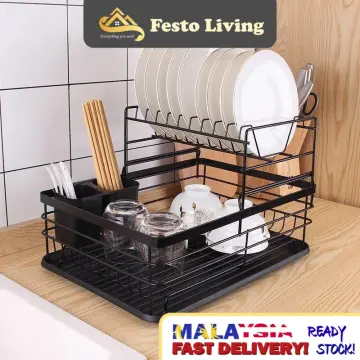 Dish Drying Rack, Larger Capacity 2&3 Tier Dish Racks And