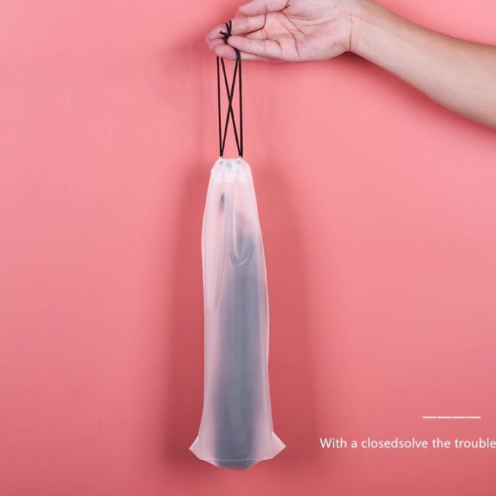 matte-translucent-plastic-umbrella-storage-bag-reusable-portable-umbrella-drawstring-storage-cover
