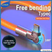 LONGB อินเตอร์เฟซโลหะผสมสังกะสี สายชาร์จ Type C 6A 120วัตต์ค่ะ อินเตอร์เฟซหมุน สายชาร์จโทรศัพท์มือถือ ของใหม่ ความต้านทานการดัดงอ สายเคเบิลข้อมูล