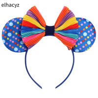 NEW Rainbow Bow Mouse Ears Headband For Kids Party Hairband Girls Gift Navy Blue Polka Dot Head Hoop Children Hair Accessories