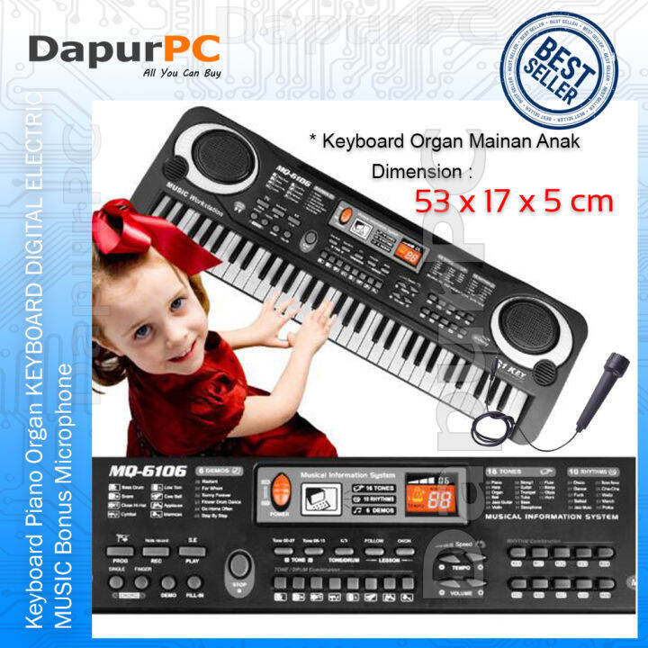 Keyboard Piano Digital Organ Electronic Bonus Microphone Mainan Anak
