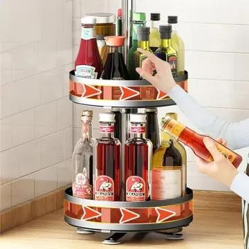 Kitchen Seasoning Storage Rack, Rotating Spice Organizer, Corner Oil Salt  Sauce Vinegar Round Multi-function Storage Box