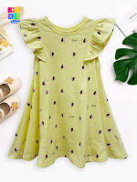 KiddeeCrew ชุดกระโปรงเด็ก สีเหลืองลายหัวใจ Heart-patterned yellow dress  เหมาะสำหรับอายุ 2-10 ปี