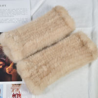 Unisex Real Mink Fur Gloves Handmade Real Knitted Mink Fur Fingerless Gloves Women Men Strong Elastic Real Mink Fur Mittens