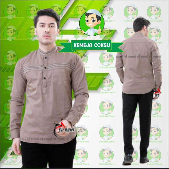 Kemeja Koko Lengan Panjang Warna Coksu Original Kemko Elrumi Kemeja