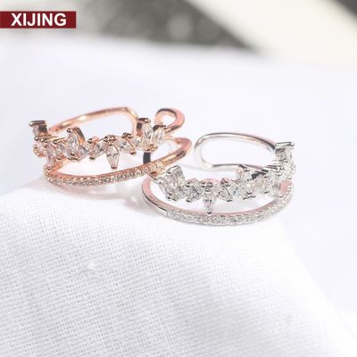 Adjustable Open Double Lines Rings Silver Rose Gold Color Korea Fashion women Accessory Design