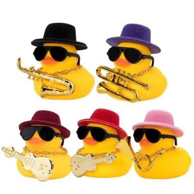Car Duck Squeak Rubber Ducks Car Ornaments Car Dashboard Duck Decoration with Hat Musical Instrument Necklace Sunglasses for Car Dashboard Home chic