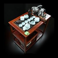 [COD] Movable tea cart solid with wheels cabinet set tray Chinese