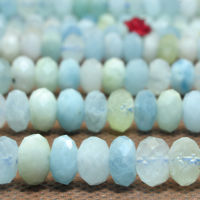 Natural Blue Aquamarine Faceted Rone Loose Beads Wholesale Gemstone Semi Precious Stone Bracelet Necklace Diy Jewelry Making