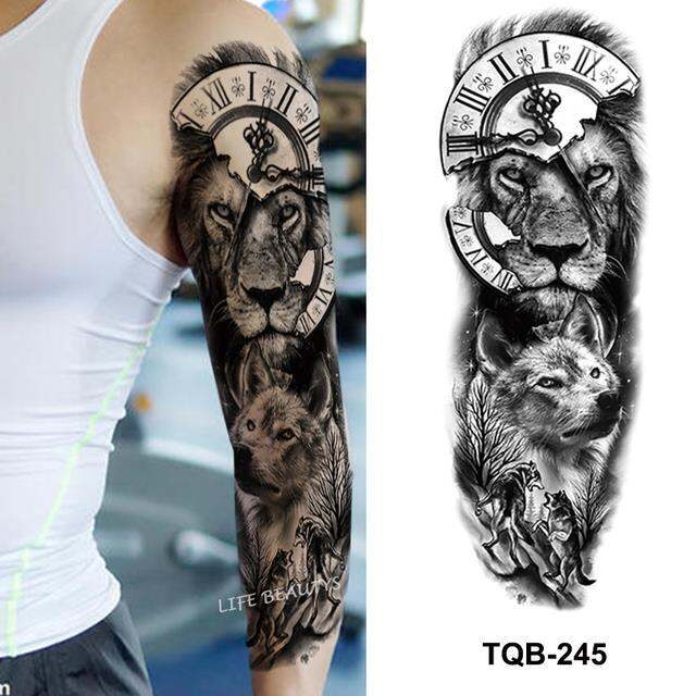 hot-dt-large-arm-sleeve-king-temporary-sticker-fashion-wolf-tiger-men-totem