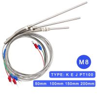 Thermocouple M8 1m 2m 3m 4m 5m Type K E J PT100 50mm 150mm 100mm 200mm Probe Screw Thread Cable Temperature Sensor 0 800℃