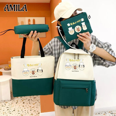 AMILA กระเป๋าสะพายสำหรับทั้งชายและหญิงการ์ตูนชิ้น/เซ็ตเด็กสไตล์ญี่ปุ่น4กระเป๋านักเรียนเด็กถุงความจุขนาดใหญ่
