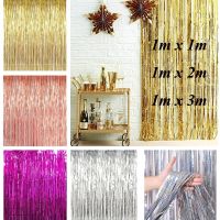 (SHUN FA) Bachelorette Party ตกแต่งฟอยล์ Fringe ฉากหลังงานแต่งงานวันเกิดตกแต่งผนัง Tinsel Glitter Curtain