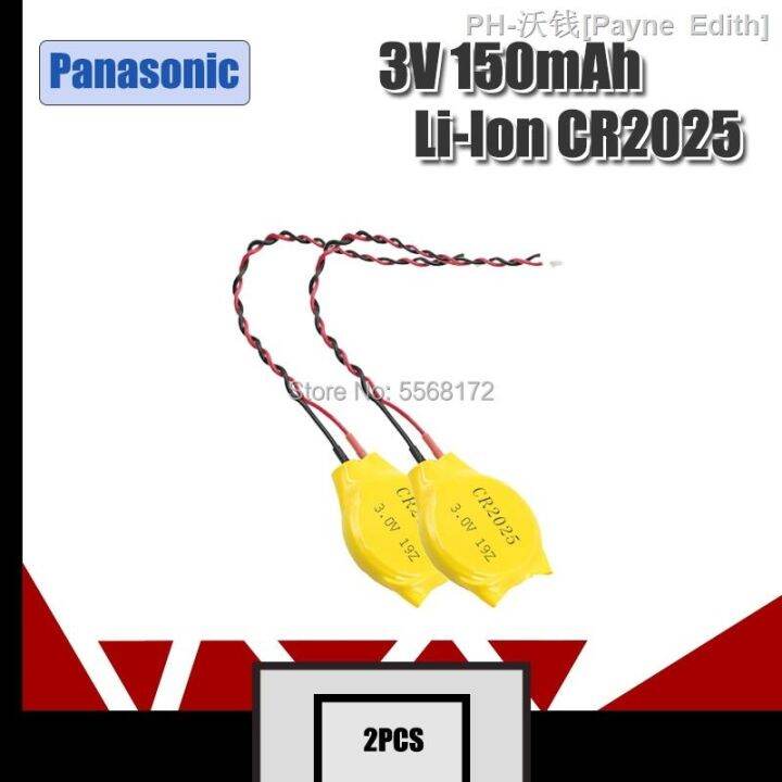 2pcs Panasonic Battery CR2025 2025 Button Battery with Wire and Plug