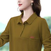 เสื้อยืดแขนยาวสำหรับผู้หญิง,เสื้อโปโล2023ฤดูใบไม้ผลิและฤดูใบไม้ร่วงใหม่ฉบับภาษาเกาหลีแฟชั่นหลวมอเนกประสงค์