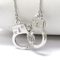 Fashion Handcuff Pendant Necklace Rhinestone Charm Necklaces Rhodium Plated 3.5CM  one piece  xy111 Fashion Chain Necklaces