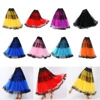 “：{+ Womens Ballroom Dance Skirt Waltz Flamenco Costume Elastic Waistband Big Swing  Dance Wear Belly Dance Costume Accessoires