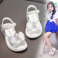 PU Leather Princess Sandals For Girls Rhinestone Diamond Bow Fashion Birthday Party Shoes For Teenage Travel Beach FootwearTH