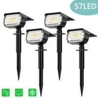 (TEX)57/52 LED Solar Landscape Spotlights Outdoor Solar Lights 3 Modes IP65 Waterproof Garden Wall Lamp Yard Walkway Porch Decor