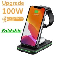 ZZOOI 100W Wireless Charger Stand For IPhone 14 13 12 11 XR X Apple Watch 3 In 1 Fast Charging Dock Station for Airpods Pro IWatch 8 7