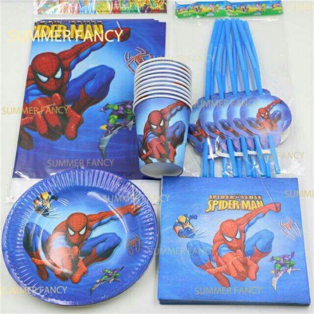 Set Để Bàn Người Nhện Xanh Trang Trí Sinh Nhật Theo Chủ Đề 13 Món Cho Bé -  Happy Birthday Decoration Spiderman 