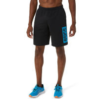 ASICS :  ASICS HEX GRAPHIC DRY SHORTS MEN TRAINING กางเกง ผู้ชาย กางเกง กางเกงขาสั้น ของแท้  PERFORMANCE BLACK/ISLAND BLUE