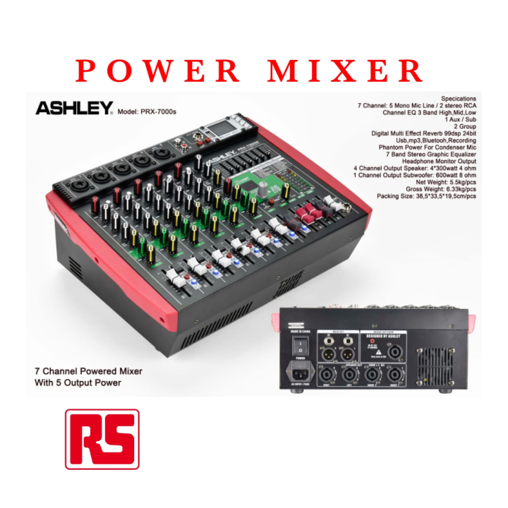 Power Mixer Ashley PRX 7000S Original 7 Channel Bluetooth USB
