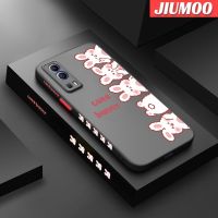 เคส JIUMOO สำหรับ VIVO Y72 5G Y52 5G Y75s 5G ลายการ์ตูนกระต่ายน่ารักบางขอบสี่เหลี่ยมด้านข้างดีไซน์ใหม่มีน้ำค้างแข็งโปร่งใสกันกระแทกแข็งเคสมือถือปลอกซิลิโคนคลุมทั้งหมดเคสป้องกันกล้องนุ่ม