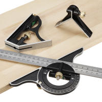 Square Right Angle Ruler Protractor Stainless Steel Measuring Tools Multi Combination Set for Woodworking Engineers