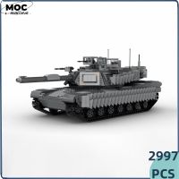 รุ่นสำหรับทหาร Moc บล็อกตัวต่อแบบจำลองของเล่นทำด้วยตนเองรถถัง M1A2ที่มีชื่อเสียงระดับโลกสำหรับเด็กเทคโนโลยี