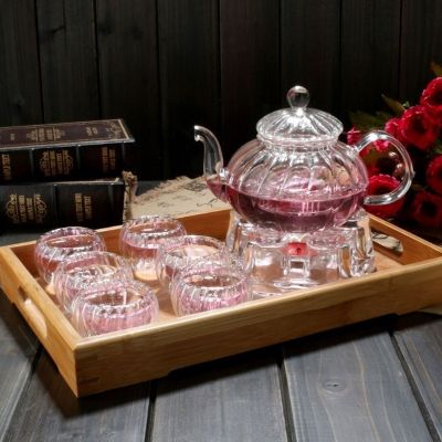 600ml Pumpkin Pattern Heat-resistant Glass Teapot With Strainer Filter Teapot Can be Heated Water Tea Pot Drinkware Heat Base