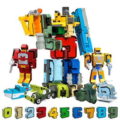 0-9ตัวเลขดิจิตอลการขนส่งจดหมายถังนักรบ Deformation Action Figures Transformation หุ่นยนต์ของเล่นสำหรับของขวัญสำหรับเด็ก