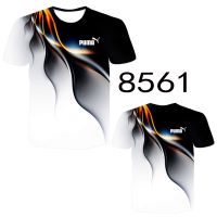 เสื้อยืดโลโก้สี PUMN 3D ฤดูร้อนพิมพ์เสื้อแขนสั้นผู้ชายและผู้หญิงที่มีรอบคอสบายและระบายอากาศ