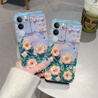 เคสโทรศัพท์ VIVOV29 VIVO V29 Pro V29e Y27 5G 4G เคส ขนาด ข้อเสนอสุดพิเศษสำหรับดีไซน์ใหม่ลายน้ำมัน Rhinestone บลูเรย์สุดหรูที่คลุมนิ่มลายดอกไม้ Case 2023