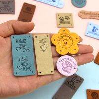 20pcs Hand Made with Love Labels Mix Styles Leather Tags on Knitting Hats Handmade Label for Clothing Shoes Garment Accessories Labels