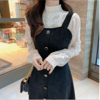 Winter Sundress Vintage Dress Sleeveless Suits Women Dresses Female Lace Blouse Suits Robe Femme Vestido Women Two Piece Outfits