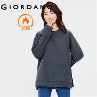 Giordanoผู้หญิง เสื้อสเวตเตอร์ผ้าฟลีซหน้าสั้นหลังสั้นยาวหลวมคอกลม Free Shipping 05322810