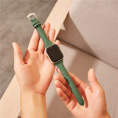 Lovely Genuine Leather Women Watchband for Apple Watch 8 7 6 SE 5 4 3 Girl Bracelet 38 40 41mm iwatch Straps 42 44 45 49mm Straps