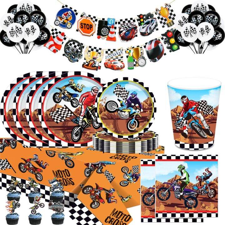 《cheese》Dirt Bike Birthday Party Supplies Motorcycle Theme Party Plates
