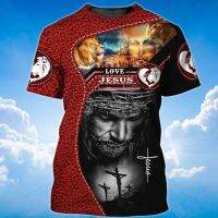 เสื้อถัก Christ Man กับเยซุสสำหรับผู้ชายรูปแบบเสื้อผ้า God 3D พิมพ์ฤดูร้อนแขนสั้นแฟชั่นสบาย ๆ บวกขนาดเสื้อยืด XS-5XL