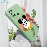 ZeroQiQi เคสโทรศัพท์สำหรับ Realme 7 Realme 7 5G Realme 7I Realme 7 Pro Garland เคสมิกกี้เมาส์ลายการ์ตูนเคสโทรศัพท์เคสป้องกันทนแรงกระแทกกล้องคลุมทั้งหมดปลอกซิลิโคนน้ำทรงสี่เหลี่ยมของแท้