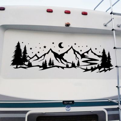 Camping RV Moon Star Mountain Wall Sticker Explore Travel Trailer Camper SUV Motorhome 4x4 Offroad Wall Decal Vinyl Home Decor