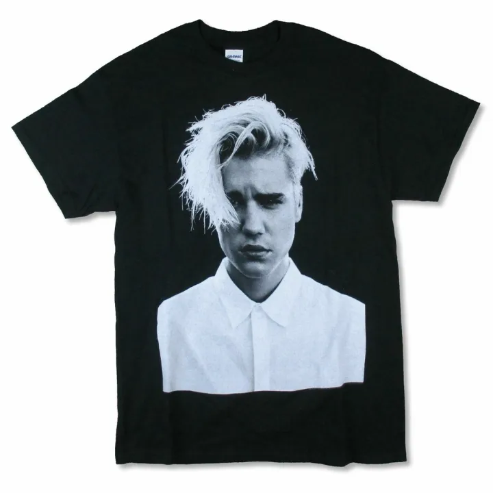 Justin Bieber Big Photo B&W Purpose Tour Black T Shirt NEW. OFFICIAL ...