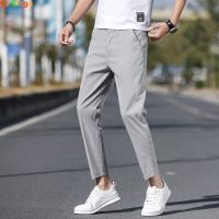 Casual Pants Mens Summer New Men Pants Black Blue Ankle Length Pants Gray Slacks Man Pantalon