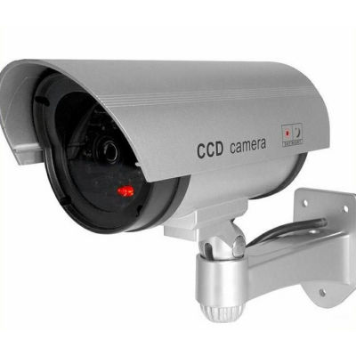 กล้องวงจรปิดหลอก Fake CCTV Camera ใช้ประดับตกแต่งบ้าน สีเงิน ใช้ถ่าน AA 2 ก้อน