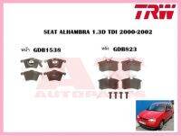 ผ้าเบรคชุดหลัง GDB823 SEAT ALHAMBRA 1.3D TDI 2000-2002 ยี่ห้อTRW ราคาต่อชุด