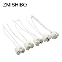 Zmishibo ฐานโคมไฟเซรามิกเต้ารับขั้วหลอดไฟ Gu5.3 Mr16 10ชิ้นพร้อมสายฮาโลเจน/ขั้วหลอดไฟขั้วหลอดไฟ Led 12V/110V/220V อะแดปเตอร์