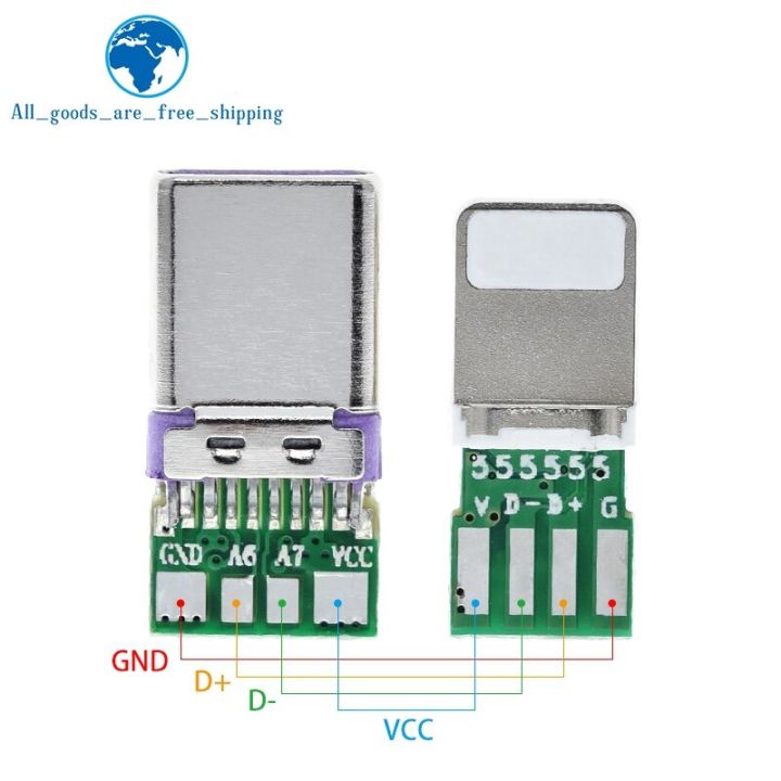 DC5V 2.5A Type-C ชาย USB ขั้วต่อ4Pin PCB Lightning 8Pin USB 4Pin PCB สำหรับ Apple Iphone ชาร์จข้อมูลสาย DIY ชุด