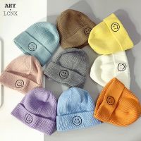 Baby Hat Solid Color Boy Girl Cartoon Smile Embroidery Winter Kids Knitted Hats Children Warm Beanies Child Caps For Babies